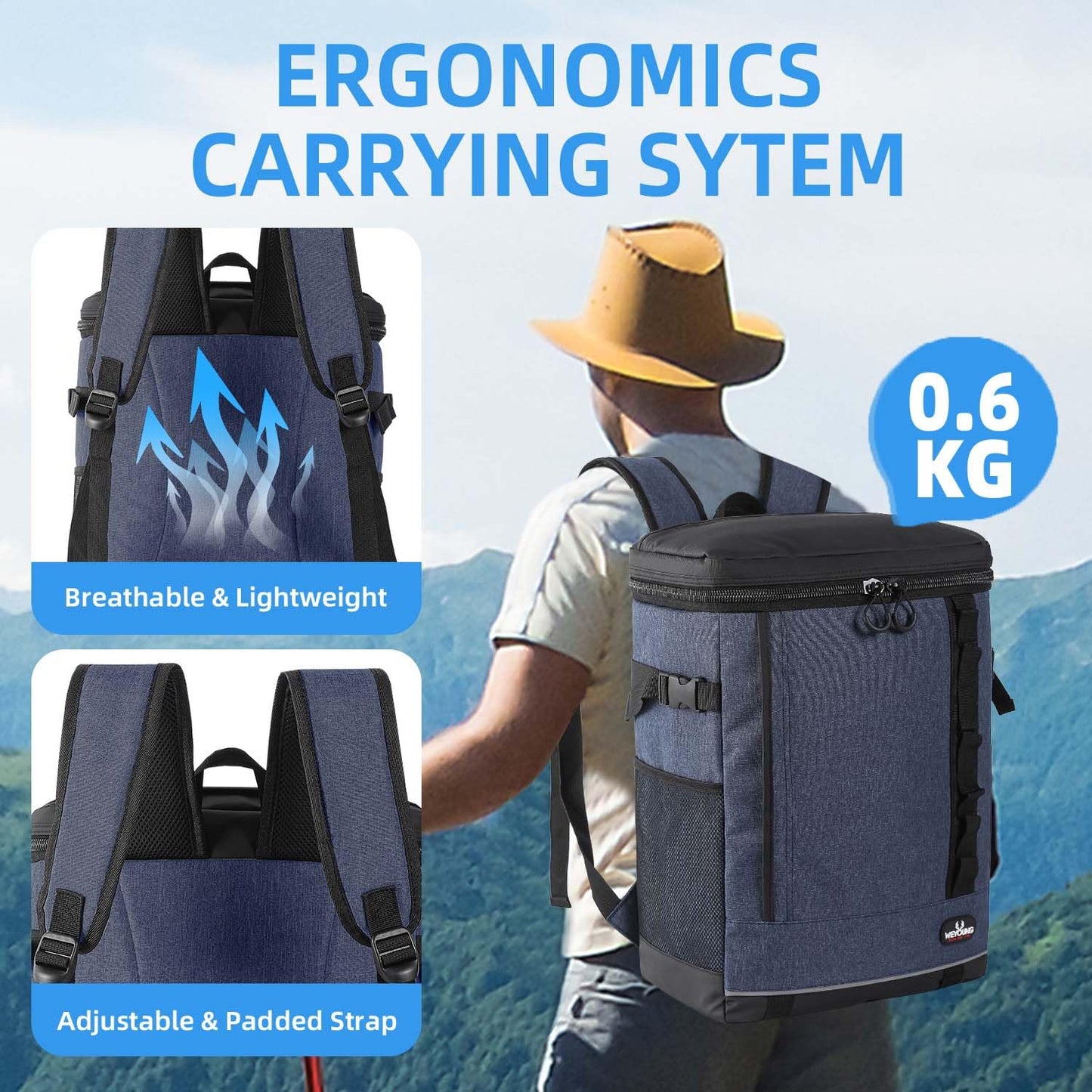 Bagtopia Camping Cooler Backpack Insulated Leakproof Backpack 30Cans, Travel Picnic Beach Lunch Cooler Bag for Men Women