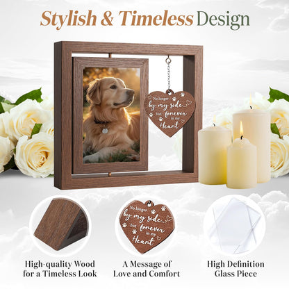 X-partner 4×6 Pet Memorial Photo Frame – Keepsake Remembrance Sympathy Gift for Loss of Dog or Cat – No Longer By My Side But Forever In My Heart – Loving Memory Picture Frame for Pets