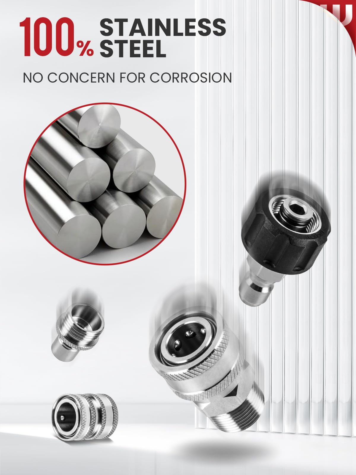 WOJET Pressure Washer Quick Connect Kit, M22 14mm Quick Connect Pressure Washer Fittings, M22 to 3/8 Quick Connect, Garden Hose Quick Connect, Pressure Washer Adapter Set, Stainless Steel Hose Adapter