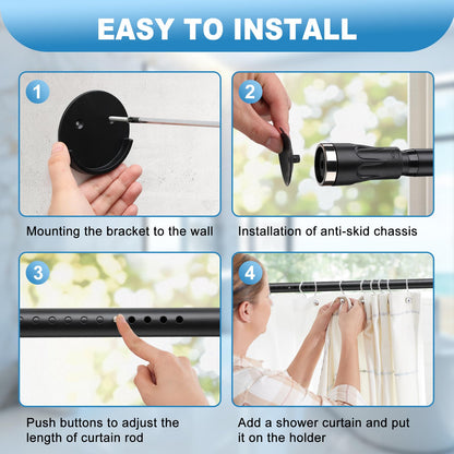 Tension Shower Curtain Rod, 42 to 115 inch Adjustable Heavy Duty black shower tension curtain rod for bathroom Closet Windows