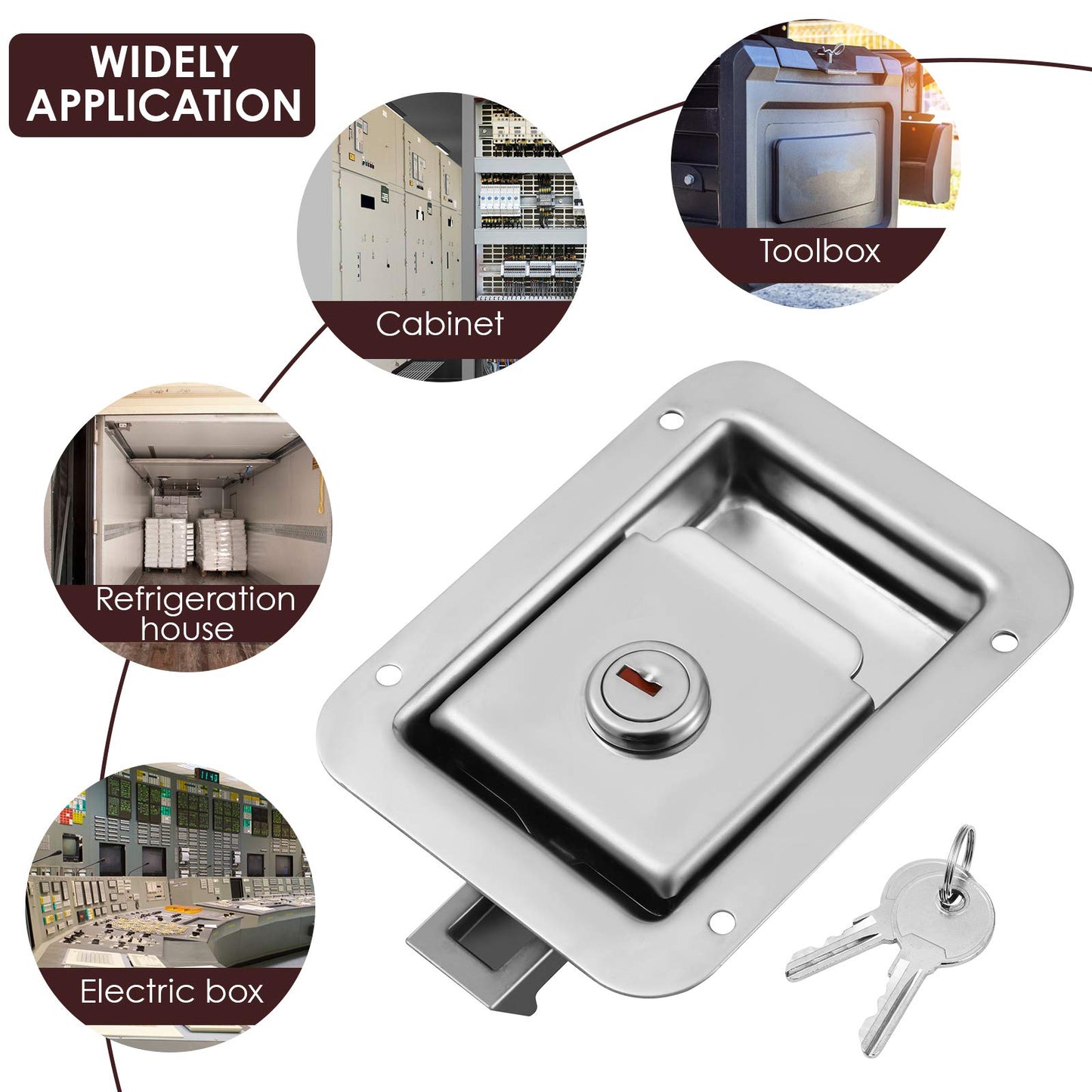 Stainless Steel Paddle Handle Toolbox Lock Paddle Latch Flush Mount Paddle Latch with Keys for Trailer Auto Special Vehicle Toolbox