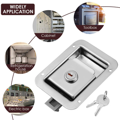 Stainless Steel Paddle Handle Toolbox Lock Paddle Latch Flush Mount Paddle Latch with Keys for Trailer Auto Special Vehicle Toolbox