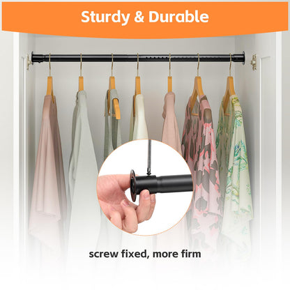 Closet Rods for Hanging Clothes, Heavy Duty Closet Rod 17-82 Inch Adjustable Clothes Hanging Bar Metal Shower Curtain Rods for Closet, Wardrobes, Bathroom, Windows