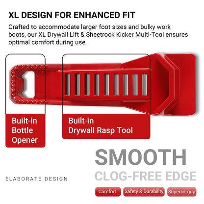 Calvana [2 Pack] XL Drywall Lift & Sheetrock Kicker Multi-Tool Set with Built-In Drywall Rasp Tool & Bottle Opener - Ideal for Wall Panels & Door Installation - XL Size Drywall Tools