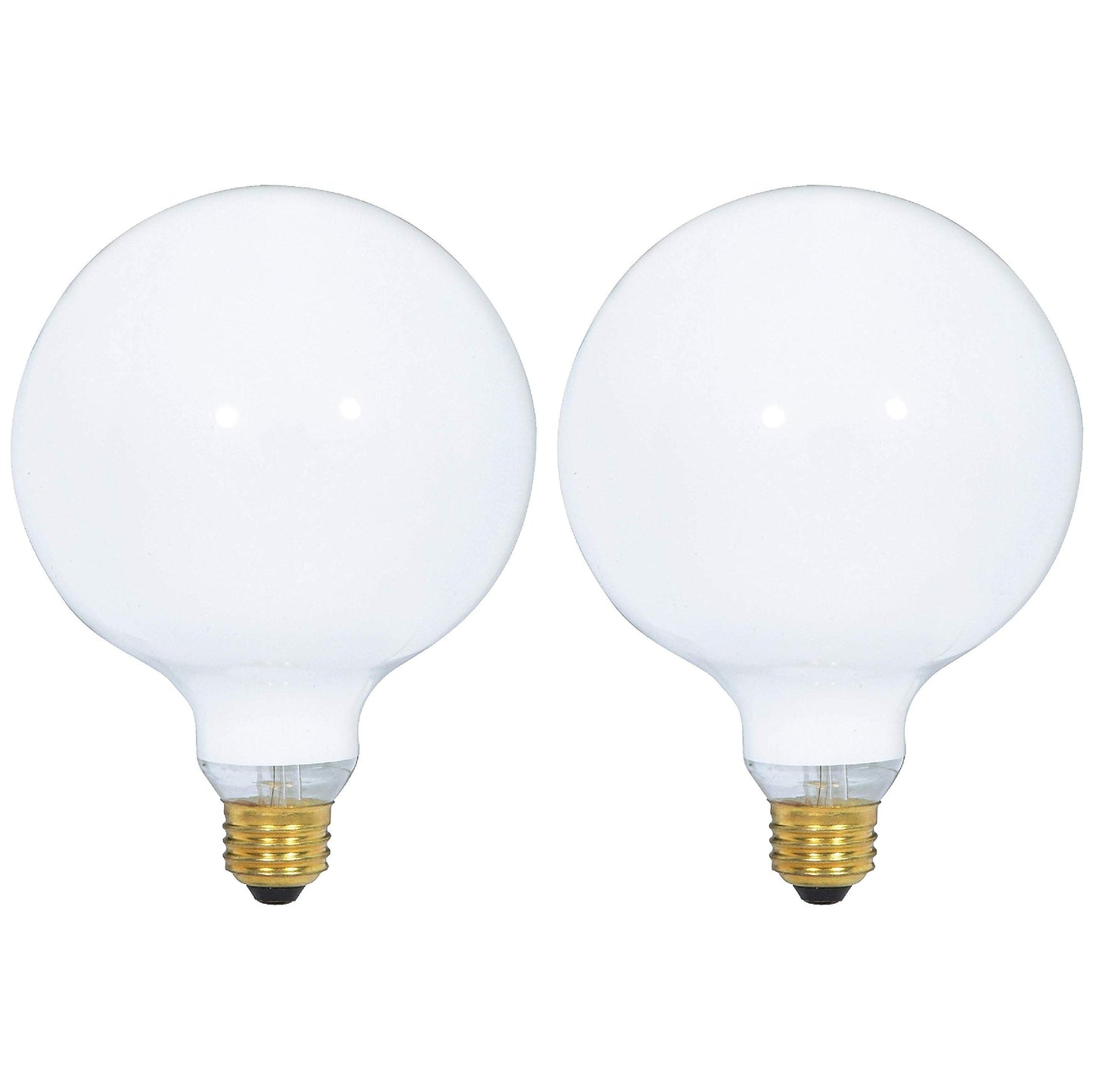 (2 Pack) G40 Incandescent Light Bulb 2700K Soft Light, Decorative Globe Light Bulbs,E26 Medium Base, Perfect use for Decor, Pendant, Bathroom/Vanity Mirror Makeup, Dimmable. (White-Finish, 60-Watt)