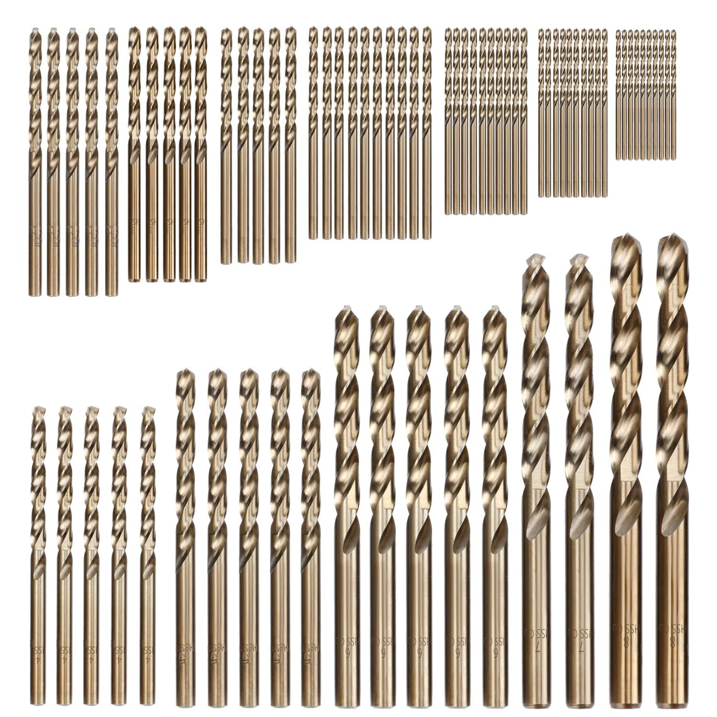 Hymnorq 74-Piece M35 Cobalt Drill Bit Set (1mm-8mm), Metric High Speed Steel Twist Bits for Hard Metal Stainless Steel, 5% Cobalt Bulk Pack, DIN338 Fully Ground with 135° Split Point