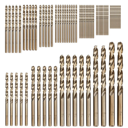 Hymnorq 74-Piece M35 Cobalt Drill Bit Set (1mm-8mm), Metric High Speed Steel Twist Bits for Hard Metal Stainless Steel, 5% Cobalt Bulk Pack, DIN338 Fully Ground with 135° Split Point
