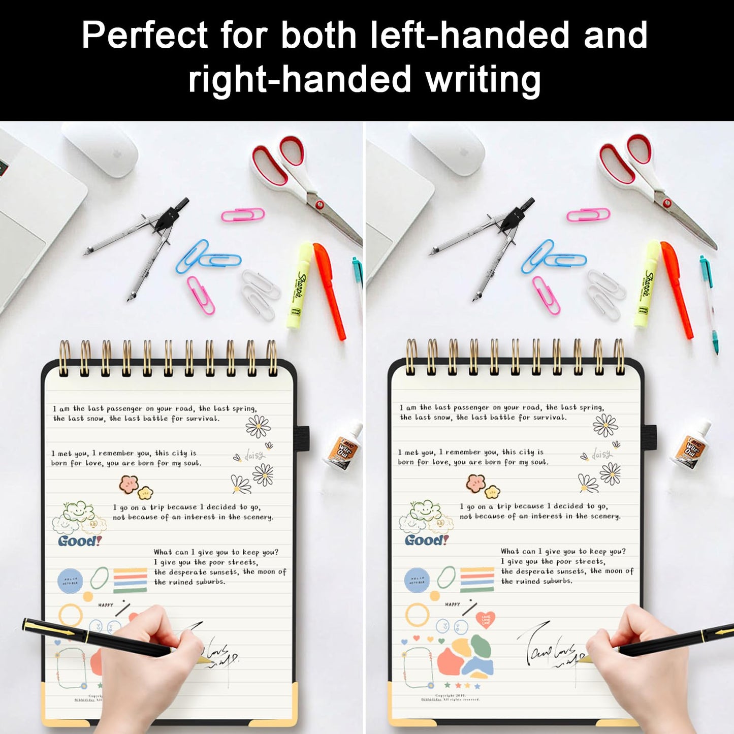 Top Spiral Notebook, A5 Hardcover Top Bound Steno Pads, 240 Pages 100gsm College Ruled Left Handed Notebook Journal for Work, School, Meeting Writing - Black, 5.9" x 8.5"