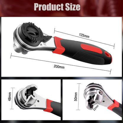 TrumLandy Adjustable Ratchet Wrench, Ratchet Wrench for 6-22mm Screws, High Torque Corrosion Resistance Ratcheting Socket Wrench Works with Multiple Fasteners with Non-Slip Handle