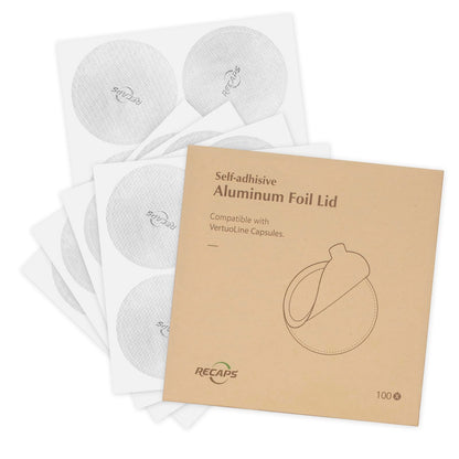 RECAPS Aluminum Foil Lids to Reuse Coffee Pods Reusable Coffee Filter Refillable Filter Compatible with Nespresso VertuoLine Vertuo 200 Pcs 62mm(Coffee Pods Excluded)