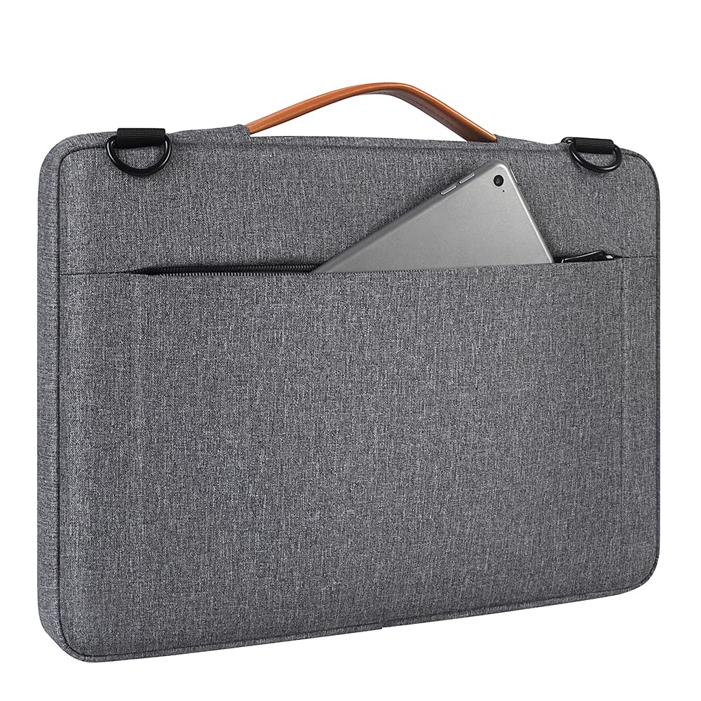DOMISO 15-15.6 Inch Laptop Sleeve Bag Water Resistant Briefcase Messenger Shoulder Bag for ThinkPad L580/16" MacBook Pro/IdeaPad 320/Dell XPS 15/HP Envy x360/ASUS ROG Zephyrus/Acer Chromebook,Grey