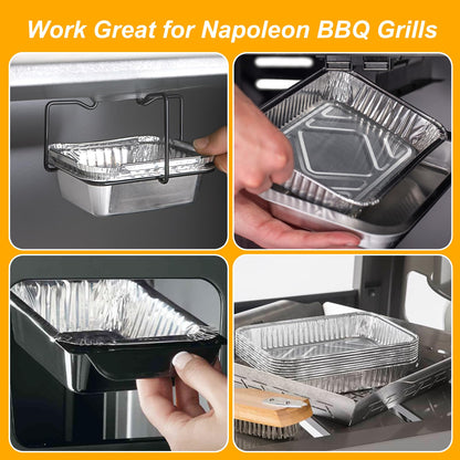 40 Pack Aluminum Foil Drip Pan Liners - Compatible with Napoleon BBQ Grill Accessories, Replacement Grease Trays for Prestige I/II/V/PRO, Rogue Grills (6x5 Inch)