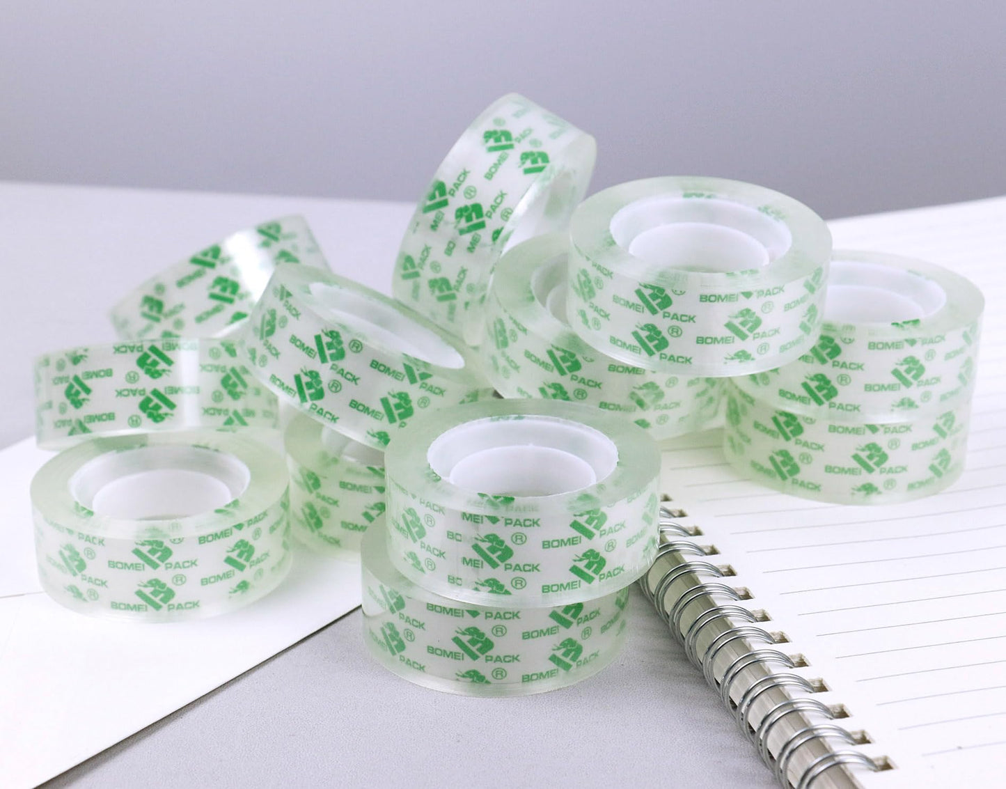 BOMEI PACK 48 Rolls Crystal Clear Transparent Tape, Stationery Tape Refills Rolls for Dispenser, 3/4 in x 900 in,1 inch Core, Gift Wrapping Clear Tape Bulk for Office, School and Home