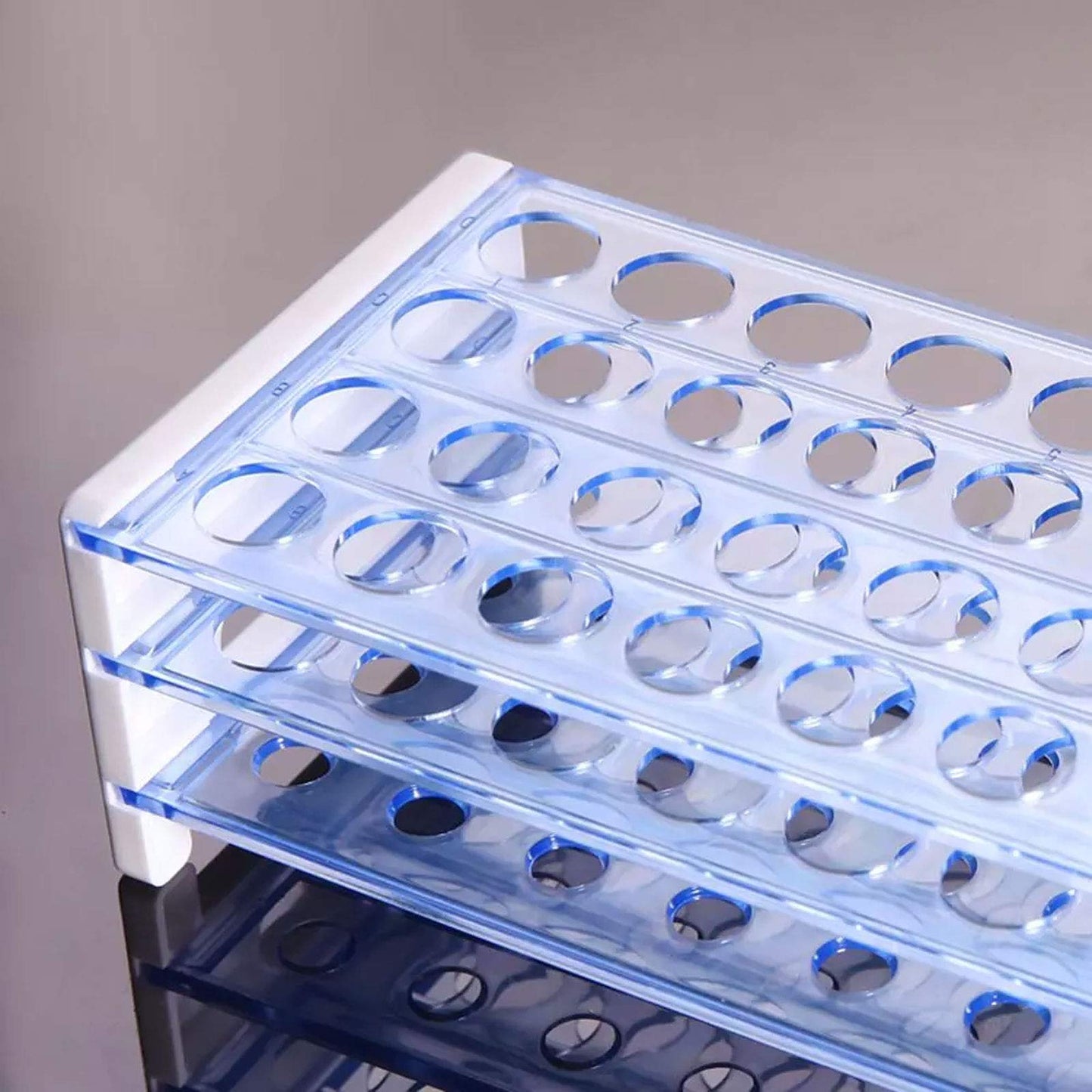 50Pcs Clear Plastic Test Tubes with Rack,16 x 100mm Vial Tube with Caps and 50 Holes Tubes Rack for Jewelry Seed Beads Powder Spice Liquid Experiment Party Decor