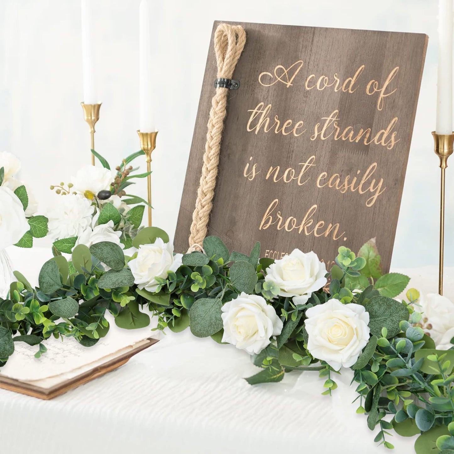 SOMYTING Eucalyptus Garlands, 2 Pack 5.7ft Long Artificial Mixed Eucalyptus Leaves Vine Greenery Garland Hanging Plants for Farmhouse Table Centerpiece Mantel Wedding Arch Backdrop Decor