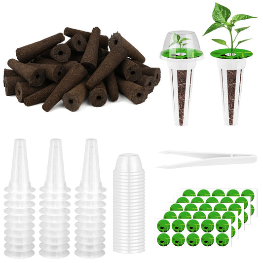 161 Pack Seeds Pod Kit for Aerogarden, Seed Pods Grow Anything Kit with 50 Grow Sponges, 30 Planting Basket, 30 Planting Dome, 50 Labels, 1 Tweezer, Hydroponics Growing System for IDOO, LYKO