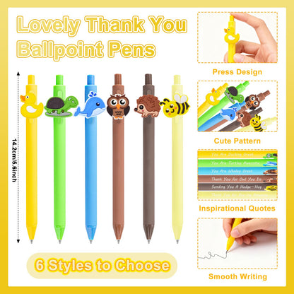 UgyDuky Employee Appreciation Gifts Bulk, 30 Pack Inspirational Animal Ballpoint Pens with Thank You Cards, Funny Wordplay Pens Gift for Coworkers Teachers
