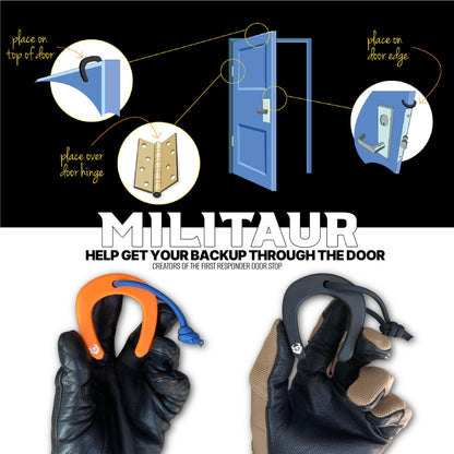 Militaur First Responder Door Stop/Jam Multi (3 Pack) – Fits Molle, Tactical Door Jam for Police, EMS, EMT, Firefighters, Security (2 Black & 1 Orange)
