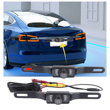 Car Backup Camera, Long License Plate Frame Camera, HD Night Vision 8 Lights Reverse Infrared Waterproof Vehicle Mounted Rearview Camera for Universal Cars