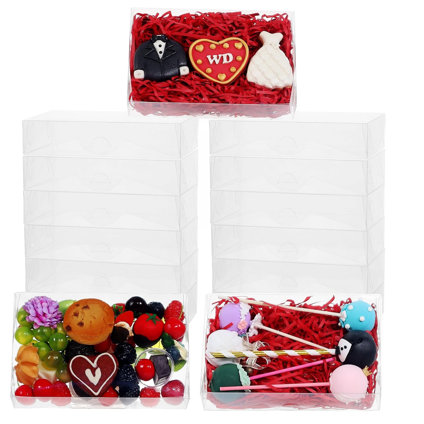 SLShePack 24PCS Clear Plastic Cookie Boxes 7x4.3x1.5 Inch with Window for Chocolate, Truffle, Oreo, Pastry, Bakery, Donut, Brownie, Soap, Party Favors, Wedding, Christmas, Valentine's