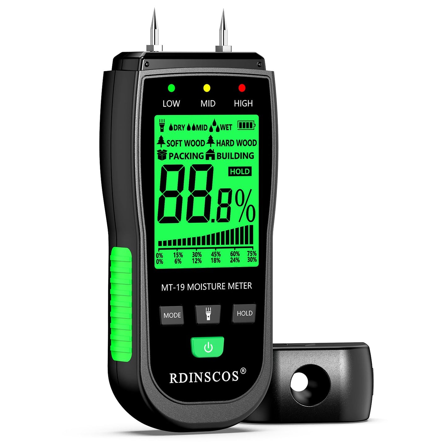 Wood Moisture Meter Pin Moisture Meter Firewood Detector Humidity Water Leak Lumber Portable Detectors (Green)
