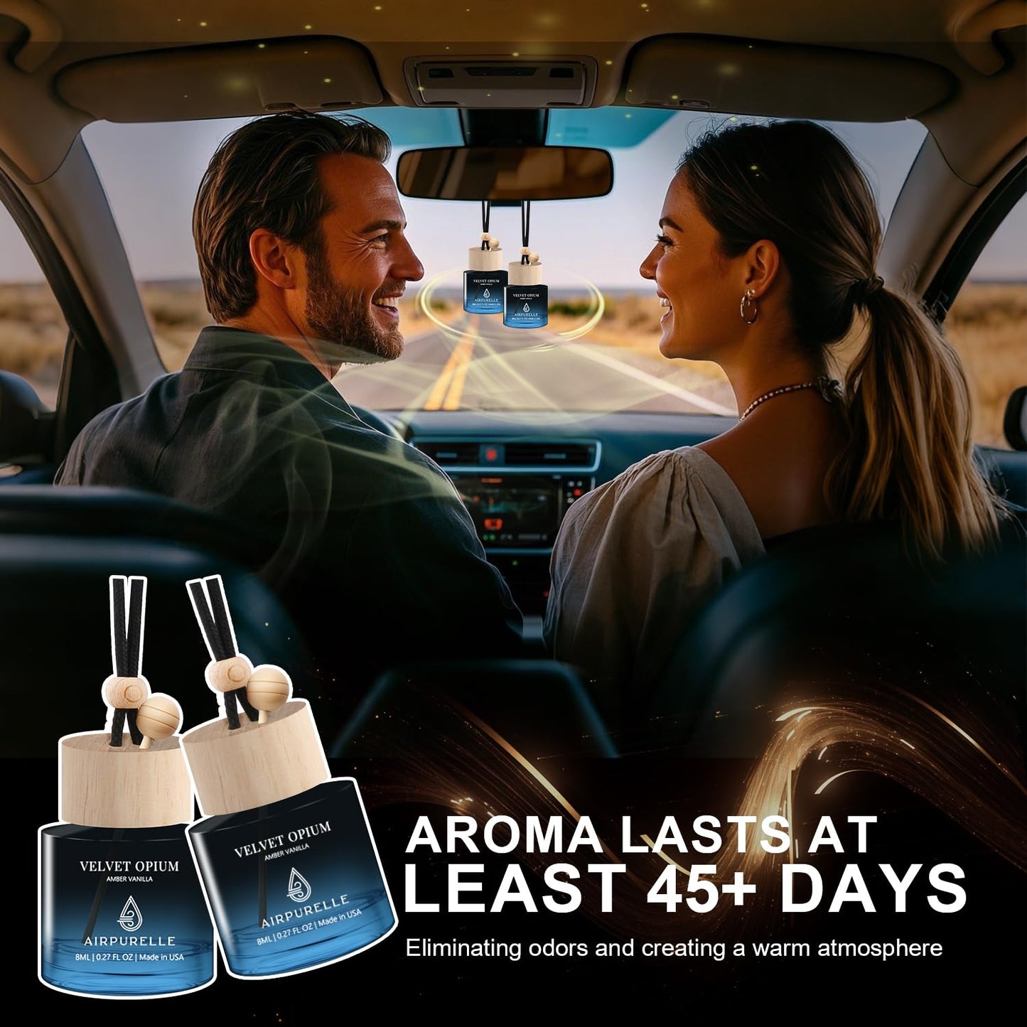 Car Air Freshener Hanging 4 Pack - Air Fragrance Oil Air Diffuser for Car, 90+ days Long Lasting Fragrance, Four 0.27 FL OZ/8ML Made in USA Ca r A ir Freshener for women - Mothers Day Gifts