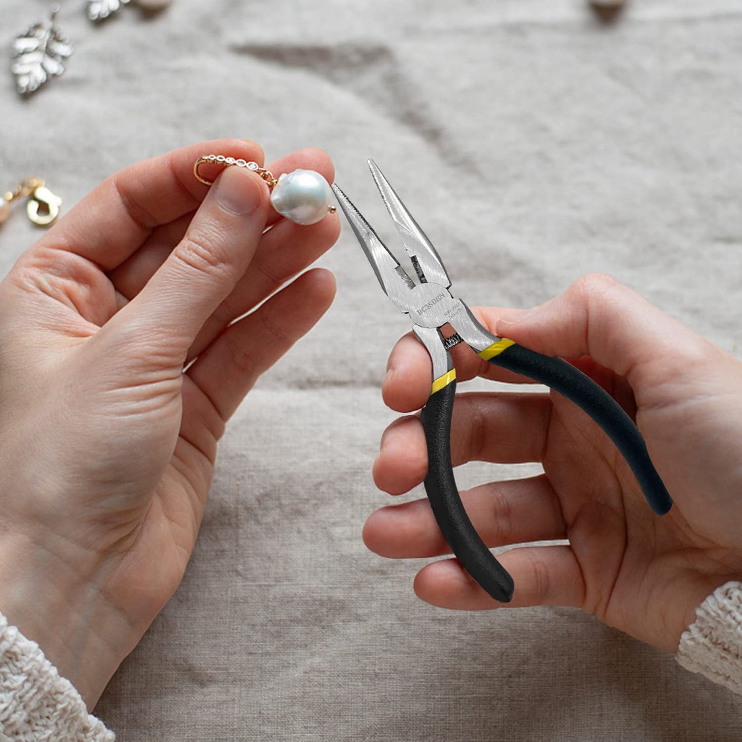 BOOSDEN 5 inch Small Needle Nose Pliers Set, 5 Pack,Small Pliers Set, Mini Precision Pliers Set,Mini Long Nose Pliers with Wire Cutter for Jewlery Making and DIY