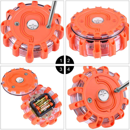 Tobfit LED Road Flares Portable Emergency Lighting Flare Kit with Magnetic Base & Hook for Car and Boat (Set of 4) (4)