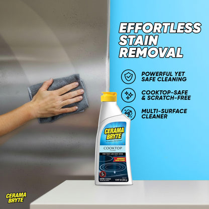 Cerama Bryte - Cooktop Cleaning Kit - Includes 10 oz. Bottle of Cerama Bryte Cooktop Cleaner, 1 Cleaning Pad and 1 Scraper
