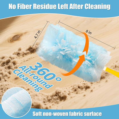 32 Pack Disposable Duster Refills for Swiffer,360°Heavy Duty Microfiber Duster Kit with 1 Handle,Multi-Surface Duster Refills for Furniture, Blinds, Ceiling Fans Cleaning