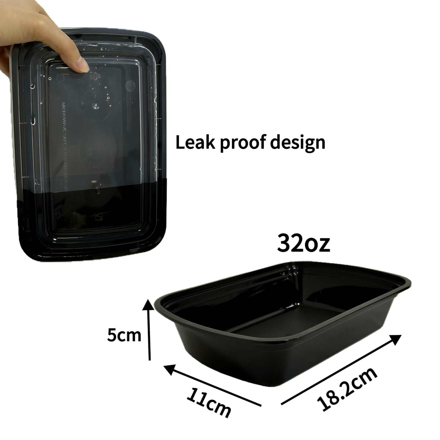 25pack 32oz Plastic meal prep container w/lid, Food prep containers, Take out containers，Food Storage container microwave and freezer safe- Black