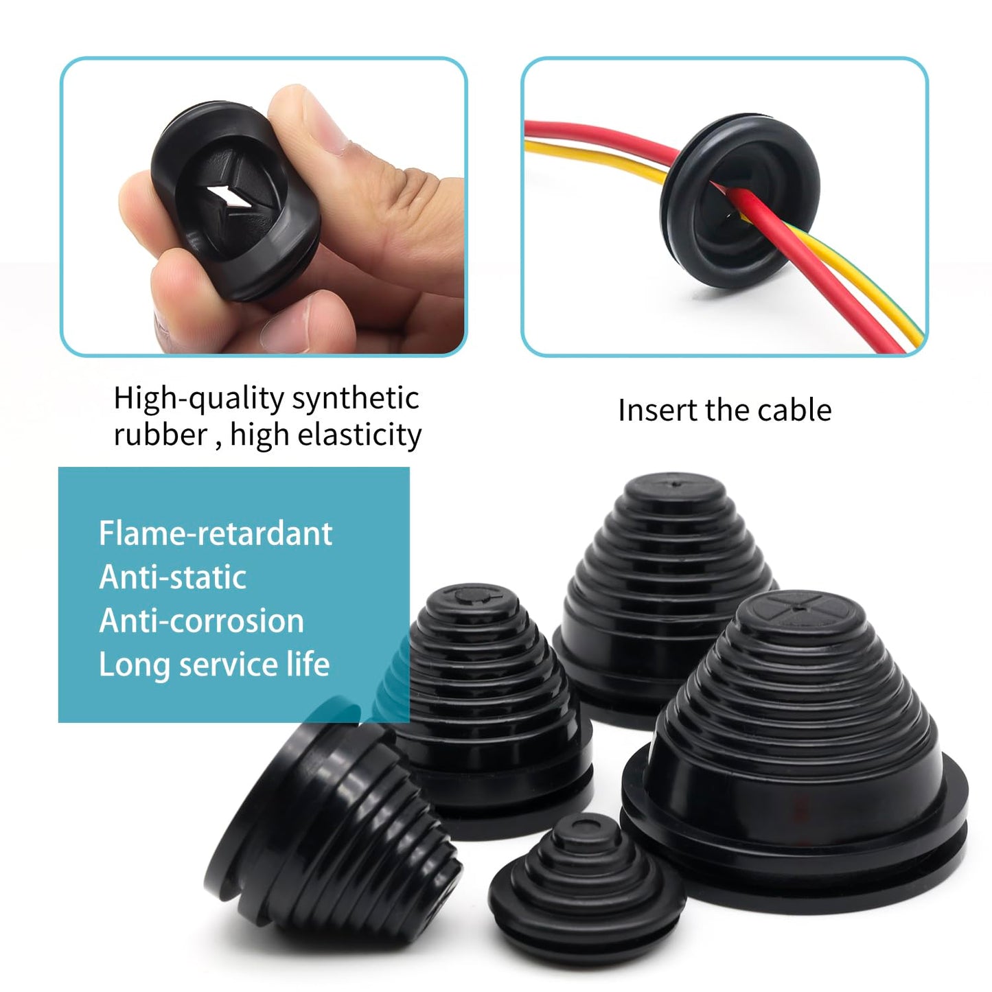 Vrupin 32 Piece Closed Rubber Grommet Firewall Solid Closed Hole Plug Kit, Tower and Round Double Sided Rubber Hole Plugs for Wire Electrical Plumbing Systems.