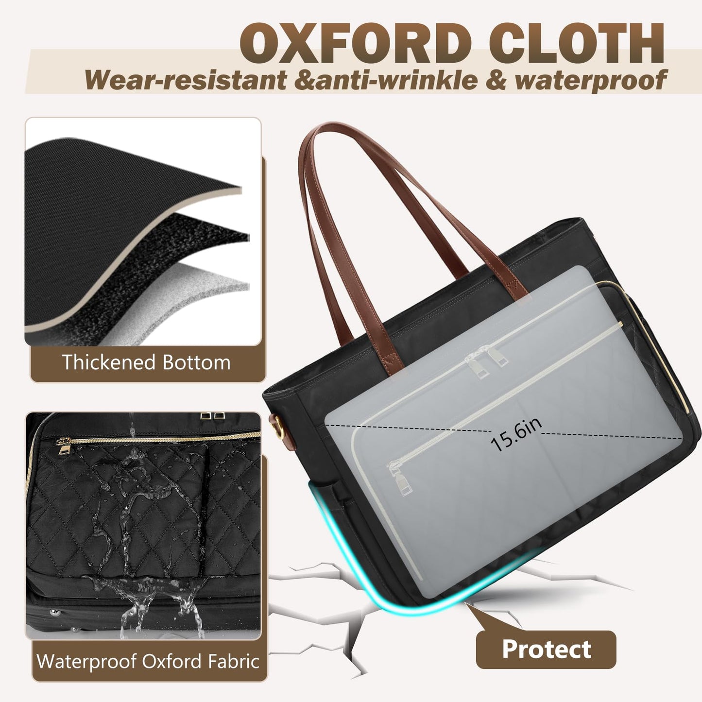 Teacher Bag 15.6 Inch Work Bag Women Laptop Tote Bag with Accordion File Organizer Pocket & Insulated Pocket Computer Tote Bag for Nursing, Office, College, Travel