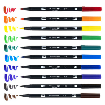 Tombow Dual Brush Pen Art Markers, Primary, 10-Pack