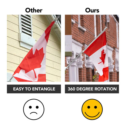 Yeesun Flag Pole,6FT Canada Flagpole with Mounting Bracket and 3’ x 5’ Canada Flag for House Porch & Outdoor Use,360° Tangle Resistant Technology and Wall Mount Flag Pole Kit (Black)