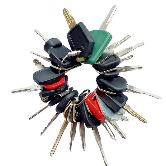 Alrens 24PCS Heavy Equipment Keys Master Set with Key Rings, Construction Ignition Machinery Key Set for John Deere, CAT, Kubota, Volvo, JCB, Caterpillar, Bobcat, Hitachi