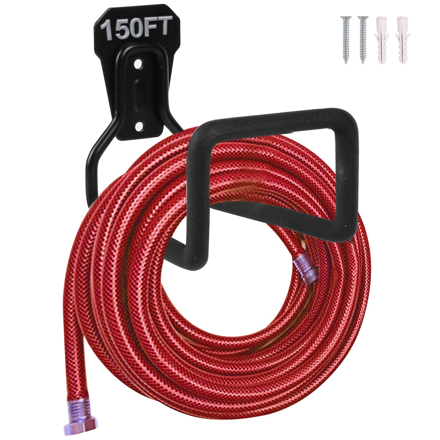 2pcs Heavy Duty Hose Hanger Garden Hose Storage Black Water Hose Holders for Outside Wall Mount Sturdy Garden Hose Reel Hose Stand for Garden