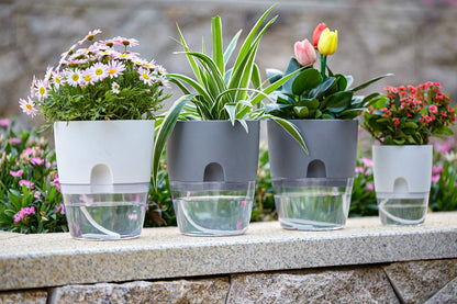 Self Watering Pots for Indoor Plants, ETGLCOZY 5 Pack 6/4.1/3.2 Inch Flower Pot Modern Decorative Plastic Planter with Extra Large Water Storage for All House Plants, Flowers, Herbs