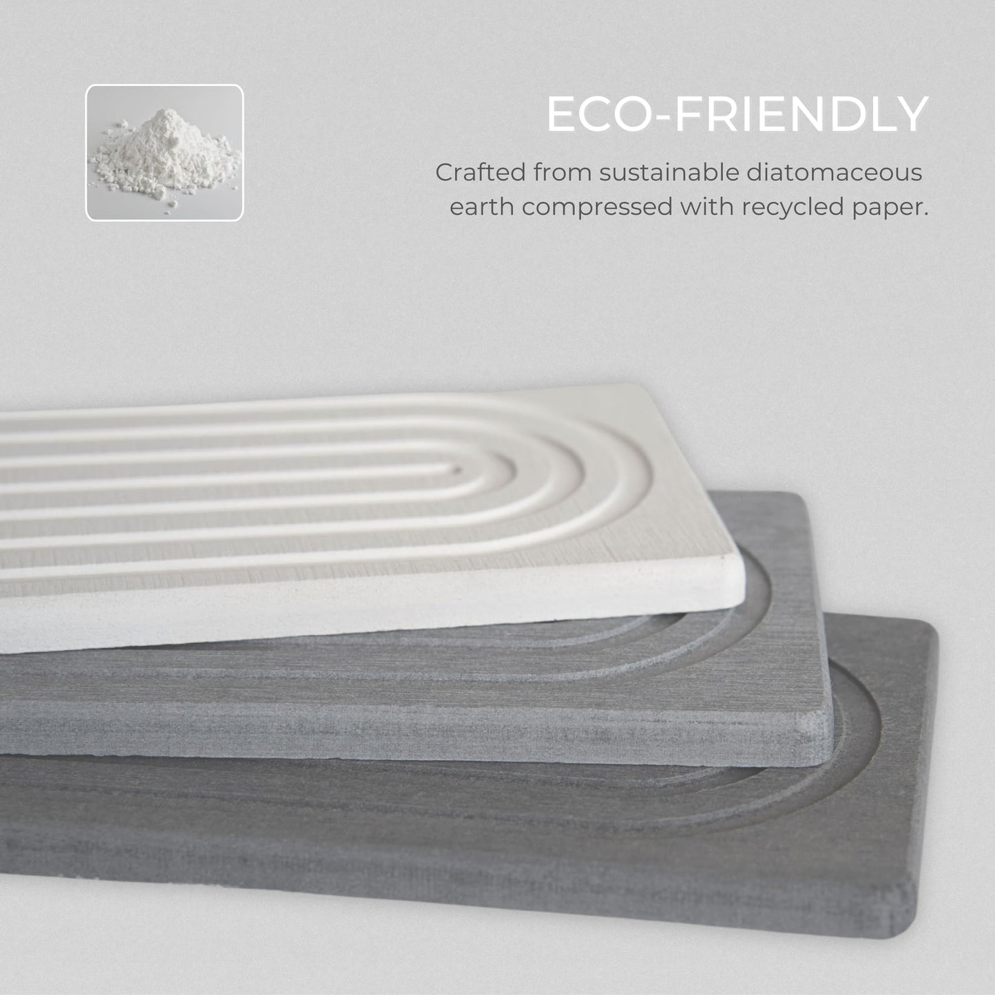 Natureva Home - Stone Faucet Mat | Diatomite Sink Splash Guard | Instant Drying Tray for Kitchen Bathroom Sinks | Made of Diatomaceous Earth | Absorbing Water Instantly | Design Arch | Colour Graphite