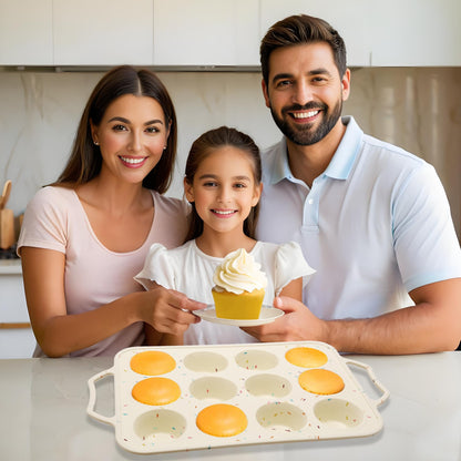 2 Pack Silicone Muffin Pans for Baking with Metal Reinforced Frame, Cupcake Pans Nonstick 12 Regular Size Cups, BPA Free Muffin Tin for Egg Bites Cake, Easy Pop Out & Dishwasher/Microwave/Freezer Safe