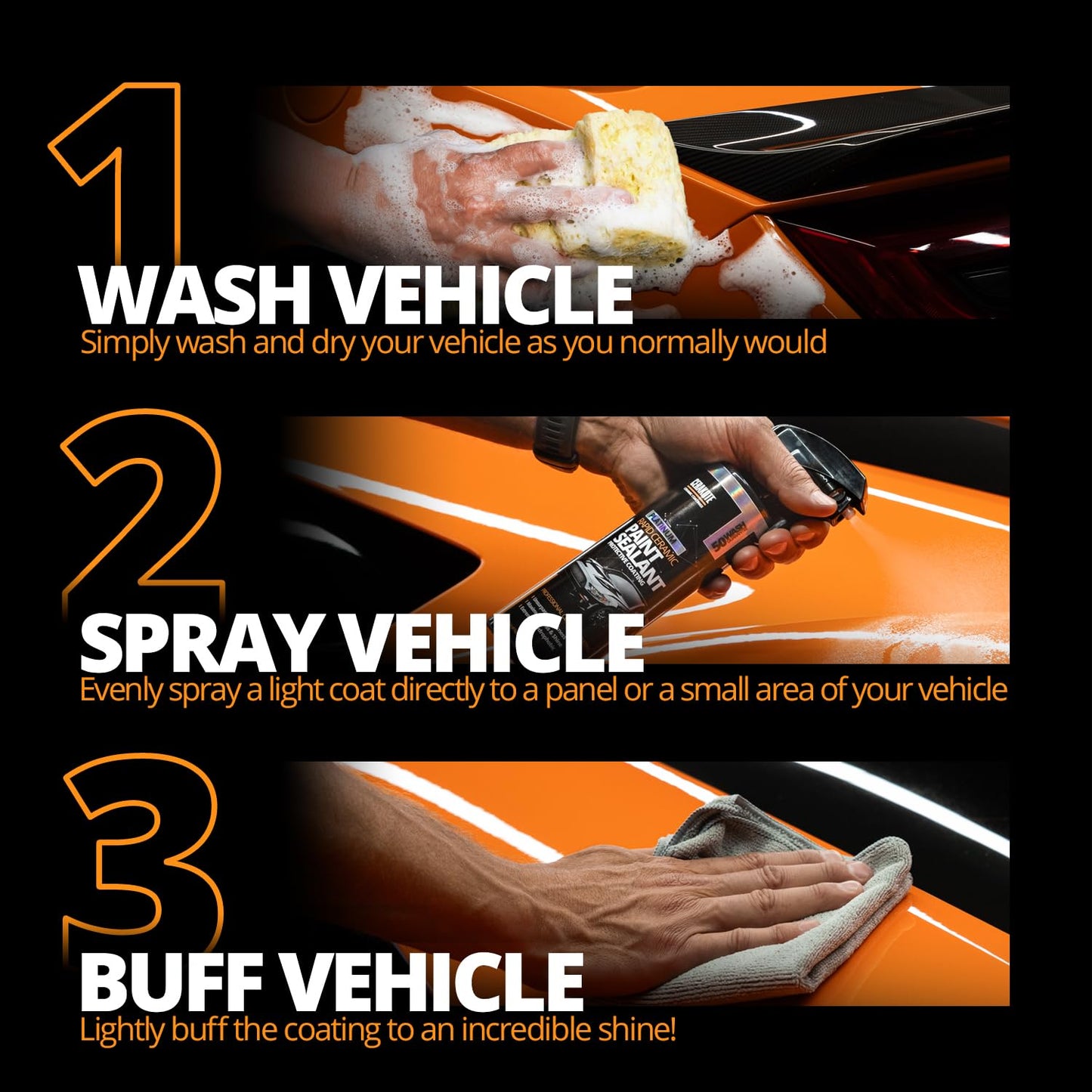 CERAKOTE® Platinum Rapid Ceramic Paint Sealant Spray (14 oz.) - Maximum Gloss & Shine – Extremely Hydrophobic – Unmatched Slickness - Ceramic Spray Coating - 50 Wash Rating