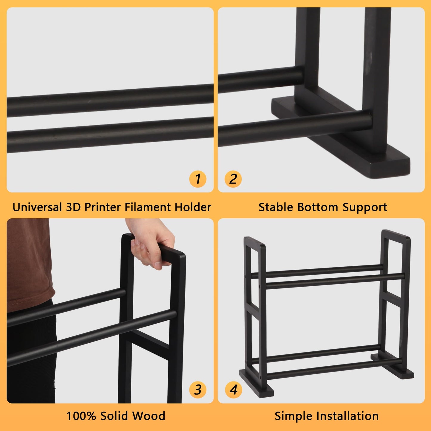 3D Printer Filament Storage Rack Desktop, Wooden 3D Printer Filament Spool Holder Stand
