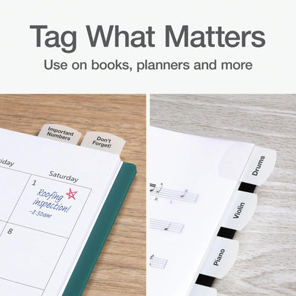 Redi-Tag Sticky Tabs, Laser Printable Index Tabs, Permanent Adhesive, 1-1/8 x 1-1/4 Inch, White, Bulk Pack of 375, for Binders, Manuals, and Office Filing