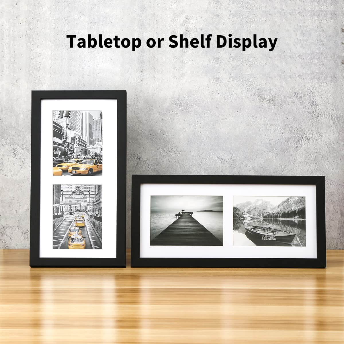 UMICAL 5x7 Picture Frames 2-Opening Collage Picture Frame Gallery Style Black Wood Matted Photo Frames with HD Plexiglass for Vertical or Horizontal Wall Mounting