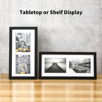 UMICAL 5x7 Picture Frames 2-Opening Collage Picture Frame Gallery Style Black Wood Matted Photo Frames with HD Plexiglass for Vertical or Horizontal Wall Mounting