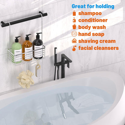 Shower Caddy Hanging, YUOROS Over the Door Shower Organizer Rack 304 Stainless Steel Rustproof (Silver)