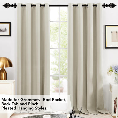 Deconovo Black Curtain Rods for Windows 66 to 120 Inches, Adjustable Decorative Single Window Curtain Rod Set, Curtain Rods with Finial, 3/4 Inch Diameter Steel Tube with Black Finish