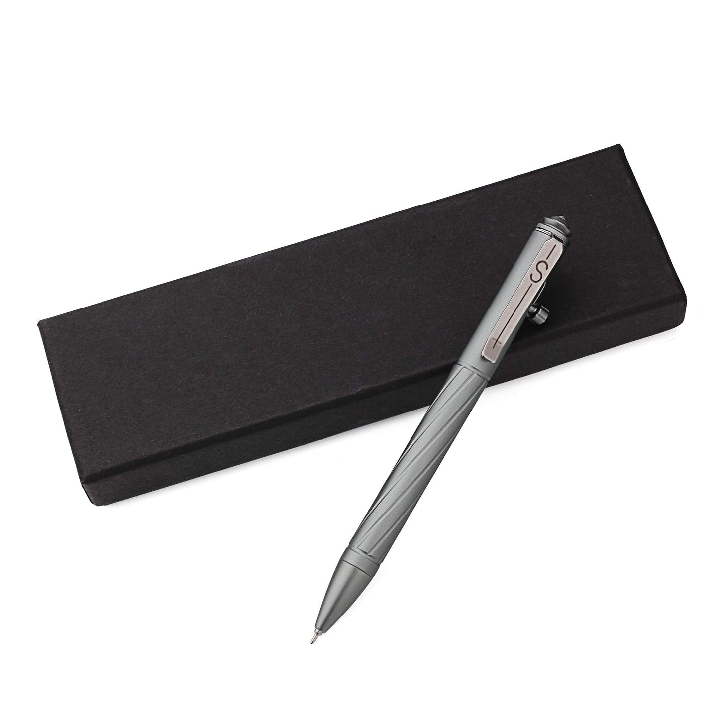 SMOOTHERPRO Premium Bolt Action Pen Compatible with Pentel Refill Durable Stainless Steel Clip Weight Balanced for EDC Signature Office School Business Color Gray (PTC051)