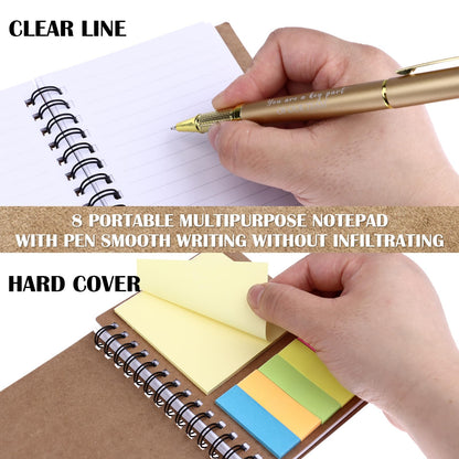 8 Set Team Gifts Employee Appreciation Gift Bulk Inspirational Team Spiral Notebooks with Sticky Notes Motivational Ballpoint Pens Thank You Gifts for Coworker Staff Teacher Christmas School Office