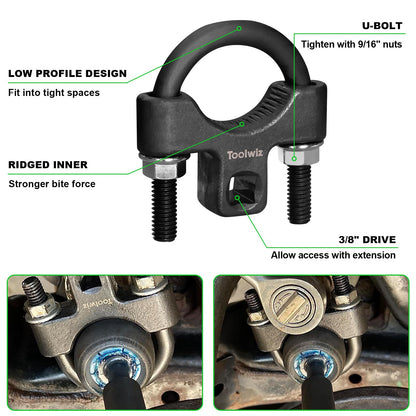 Toolwiz Inner Tie Rod Removal Tool Kit, 3/8'' Universal Low Profile Tool and Inner Tie Rod Hex Wrench Repair Remover 27-42mm End Accessory for 1/2" Square Drive, 2pcs for Most Cars Repair